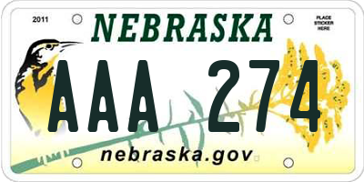 NE license plate AAA274