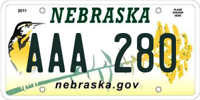 NE license plate AAA280