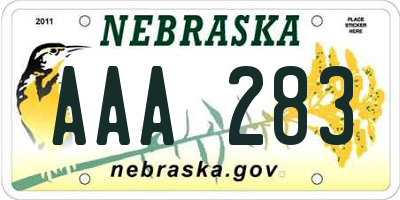 NE license plate AAA283