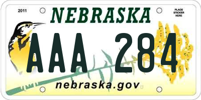 NE license plate AAA284