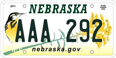 NE license plate AAA292