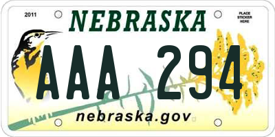 NE license plate AAA294