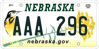 NE license plate AAA296