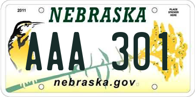 NE license plate AAA301