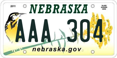 NE license plate AAA304