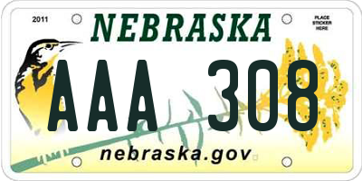 NE license plate AAA308
