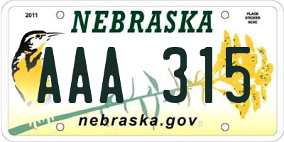 NE license plate AAA315