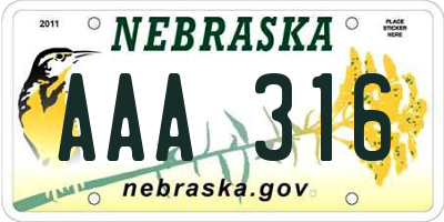 NE license plate AAA316