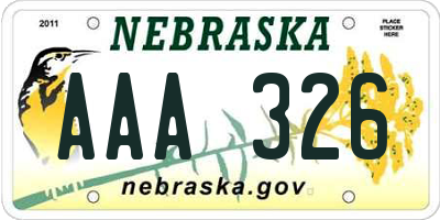 NE license plate AAA326