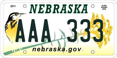 NE license plate AAA333