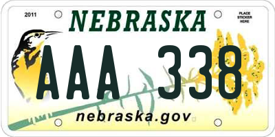 NE license plate AAA338