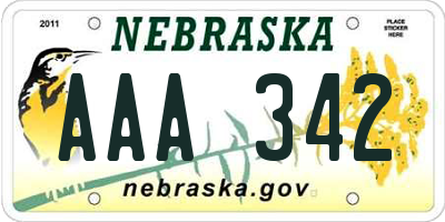 NE license plate AAA342
