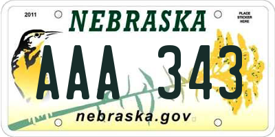 NE license plate AAA343