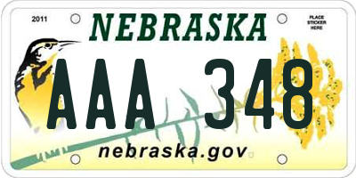 NE license plate AAA348