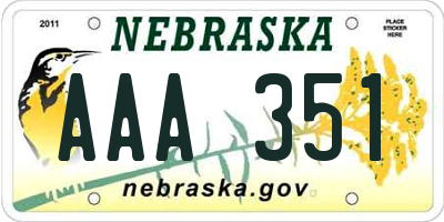 NE license plate AAA351