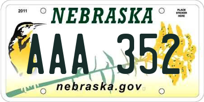 NE license plate AAA352