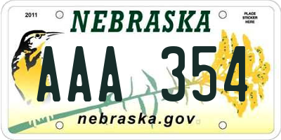 NE license plate AAA354