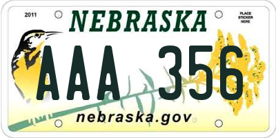 NE license plate AAA356