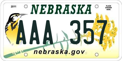 NE license plate AAA357