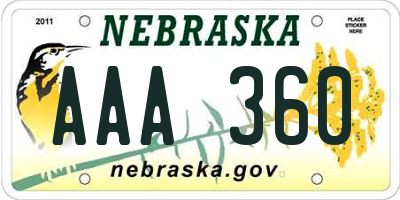 NE license plate AAA360