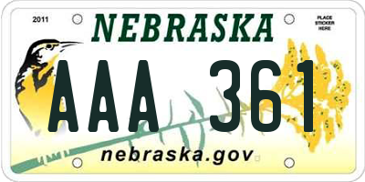 NE license plate AAA361