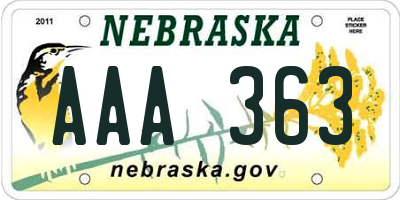 NE license plate AAA363