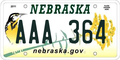 NE license plate AAA364