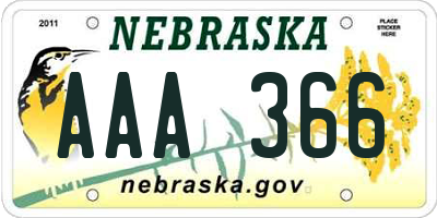 NE license plate AAA366