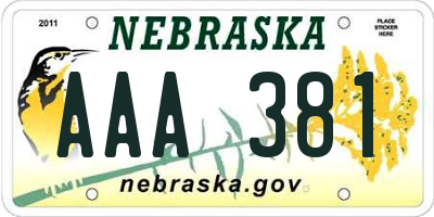 NE license plate AAA381