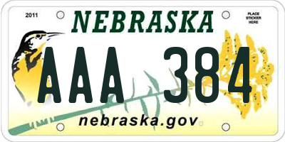 NE license plate AAA384