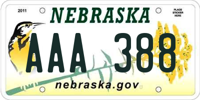 NE license plate AAA388