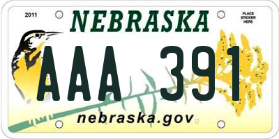 NE license plate AAA391