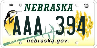 NE license plate AAA394