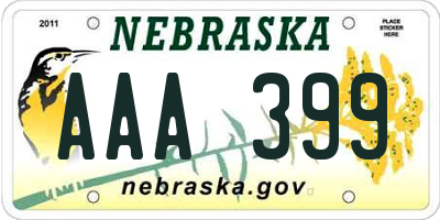 NE license plate AAA399