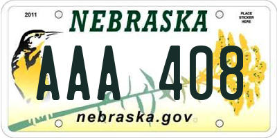 NE license plate AAA408