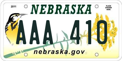 NE license plate AAA410