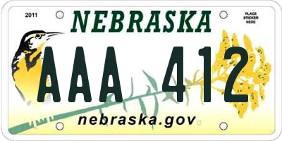 NE license plate AAA412