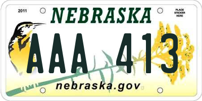NE license plate AAA413