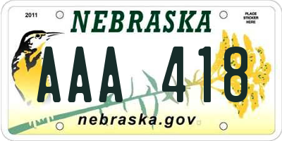 NE license plate AAA418