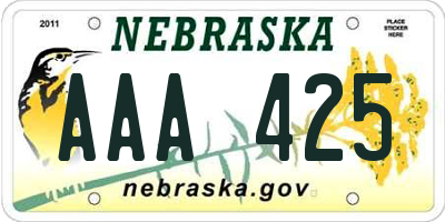 NE license plate AAA425