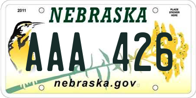 NE license plate AAA426