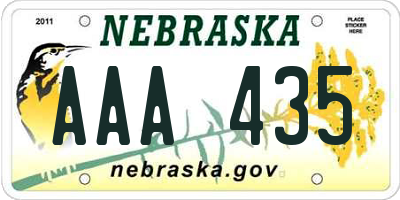 NE license plate AAA435