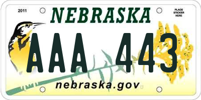 NE license plate AAA443