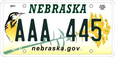 NE license plate AAA445