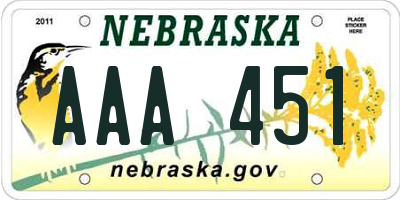 NE license plate AAA451