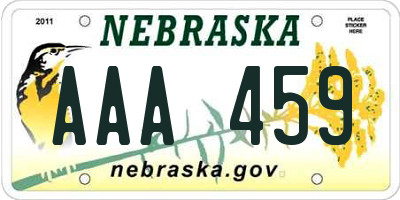 NE license plate AAA459