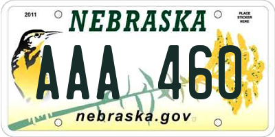 NE license plate AAA460