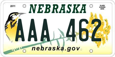 NE license plate AAA462