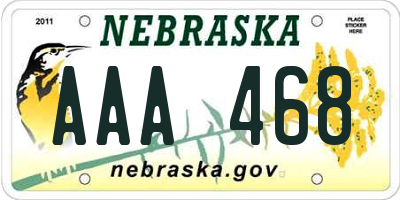 NE license plate AAA468