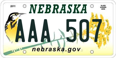 NE license plate AAA507